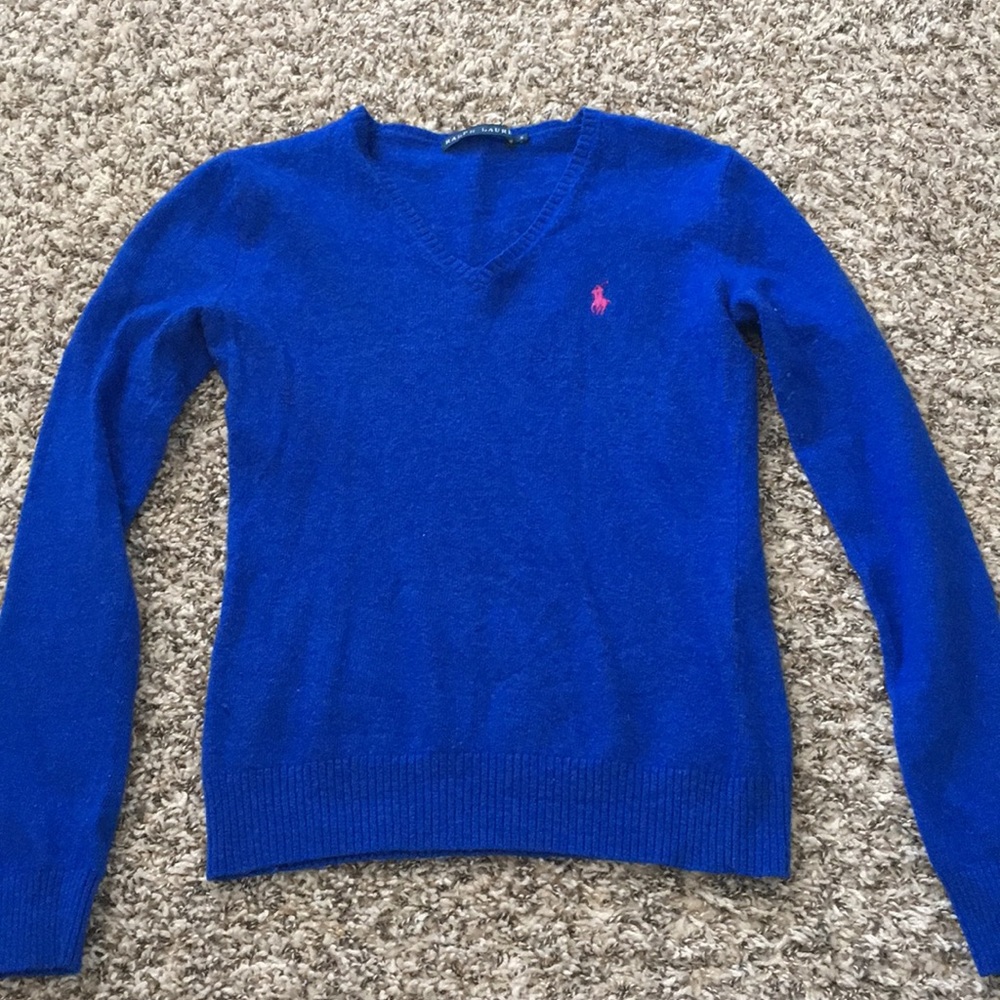 (153)Ralph Lauren blue knit sweater